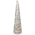 Premium 150cm PET Pop-up Tree Dazzle White Transparent Christmas Tinsel Tree With Leaf Sequins